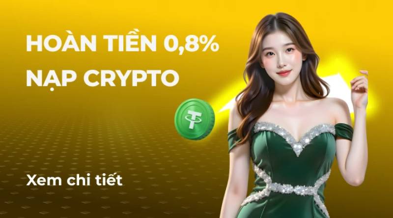 Hoàn tiền 0.8% khi nạp bằng crypto